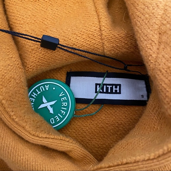 Kith K’s StockX authentic 100% cotton yellow mustard pullover hoodie for men - Picture 5 of 16